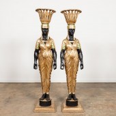 PAIR, 70" NEO-EGYPTIAN STANDIN