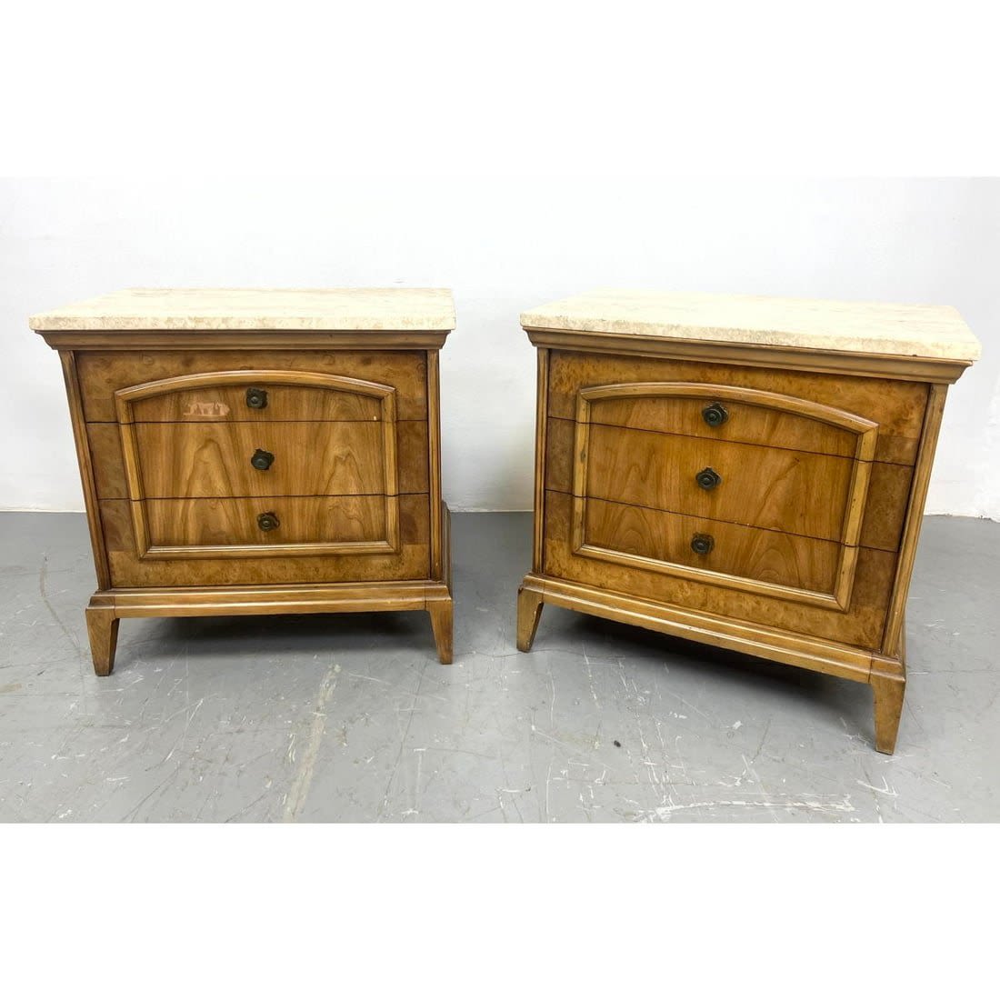 Pair 70s Modern Travertine Top