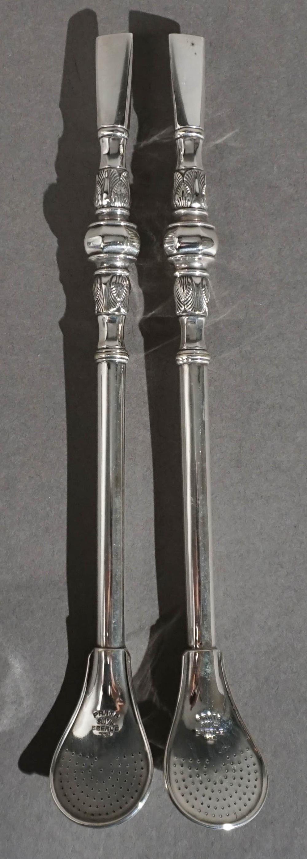 PAIR 800-SILVER BOMBILLA MATé TEA
