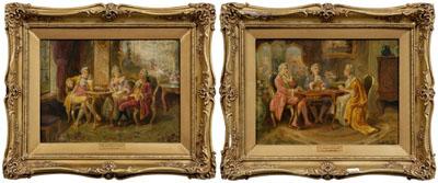 Pair A. Le Brune paintings: