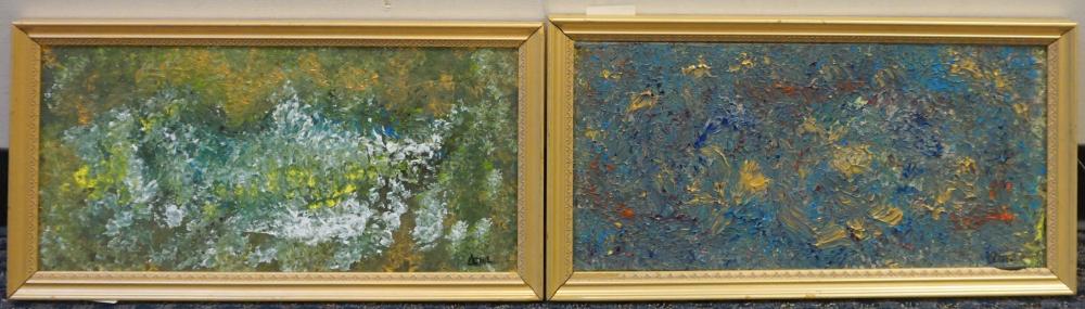 PAIR ABSTRACT BOTANICAL ACRYLICS ON