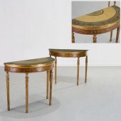 PAIR ADAM PAINTED DEMILUNE TAB