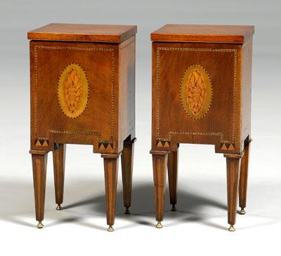Pair Adam style inlaid cellarets: