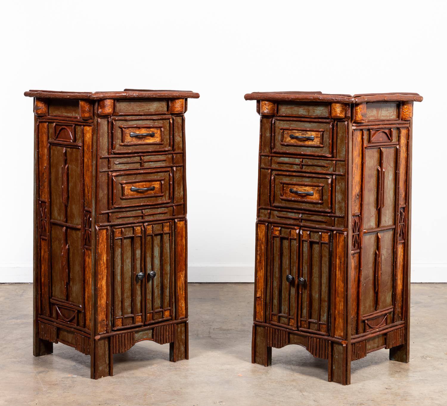 PAIR, ADIRONDACK STYLE RUSTIC MIXED