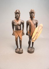 PAIR AFRICAN CARVED PAINTED WO