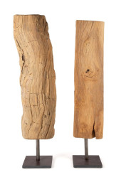 PAIR, AFRICAN CARVED WOOD OBLO