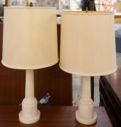 PAIR ALABASTER COLUMN-FORM TAB