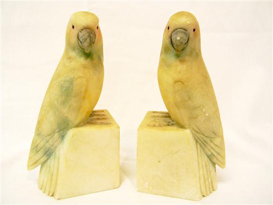 Pair alabaster parakeets  some