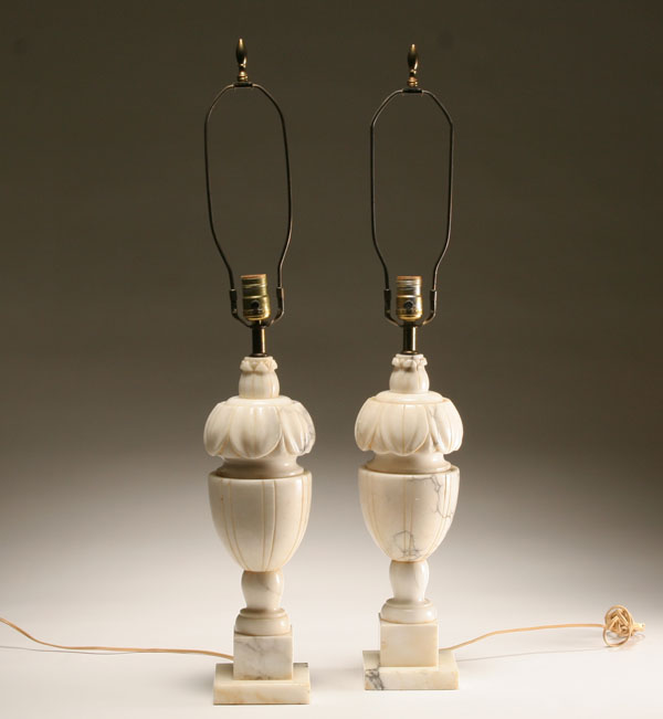 Pair alabaster table lamps with