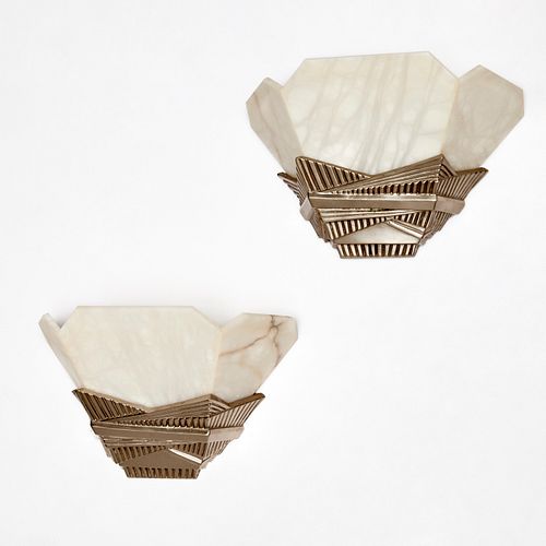 PAIR ALBERT CHEURET STYLE ALABASTER