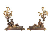 PAIR ALLEGORICAL FIGURAL BRONZ