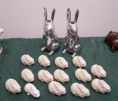 PAIR ALUMINUM RABBIT CANDLEHOL