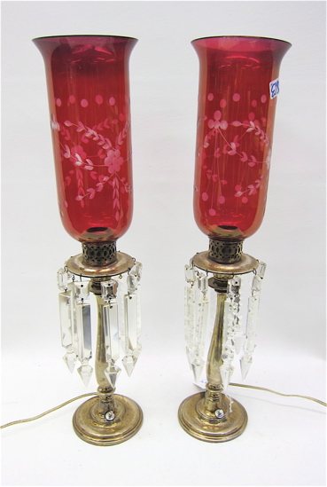PAIR AMERICAN CUT GLASS TABLE