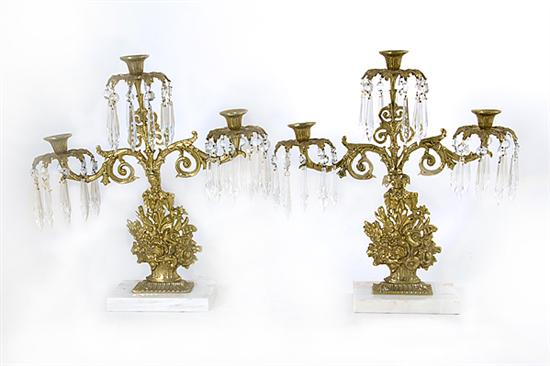 Pair American gilt-brass girandoles