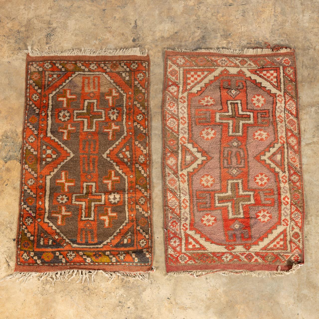 PAIR ANATOLIAN TRIBAL RUGS, 3'8"