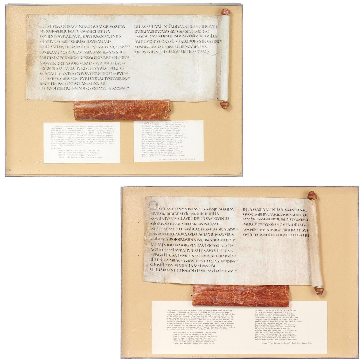 PAIR ANCIENT ROMAN PARCHMENT SCROLL