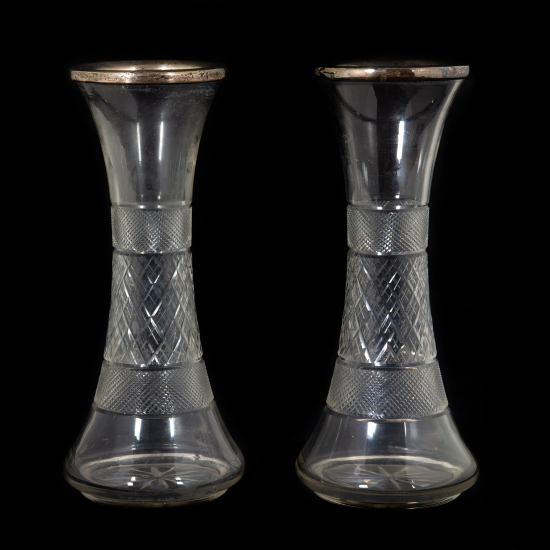 PAIR ANGLO-IRISH CUT GLASS VASES