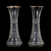 PAIR ANGLO-IRISH CUT GLASS VAS