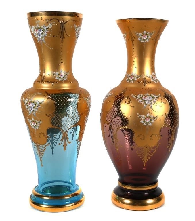 PAIR ANTIQUE 17" TALL VENETIAN