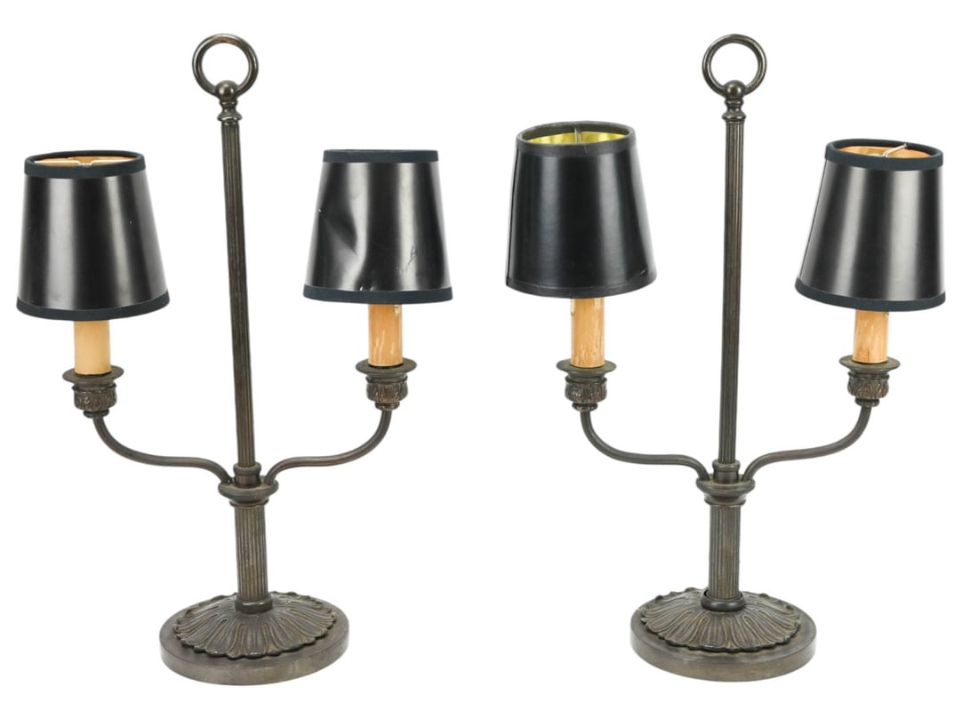 PAIR ANTIQUE BRONZE LIBRARY