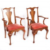 PAIR ANTIQUE CHERRY WOOD QUEEN