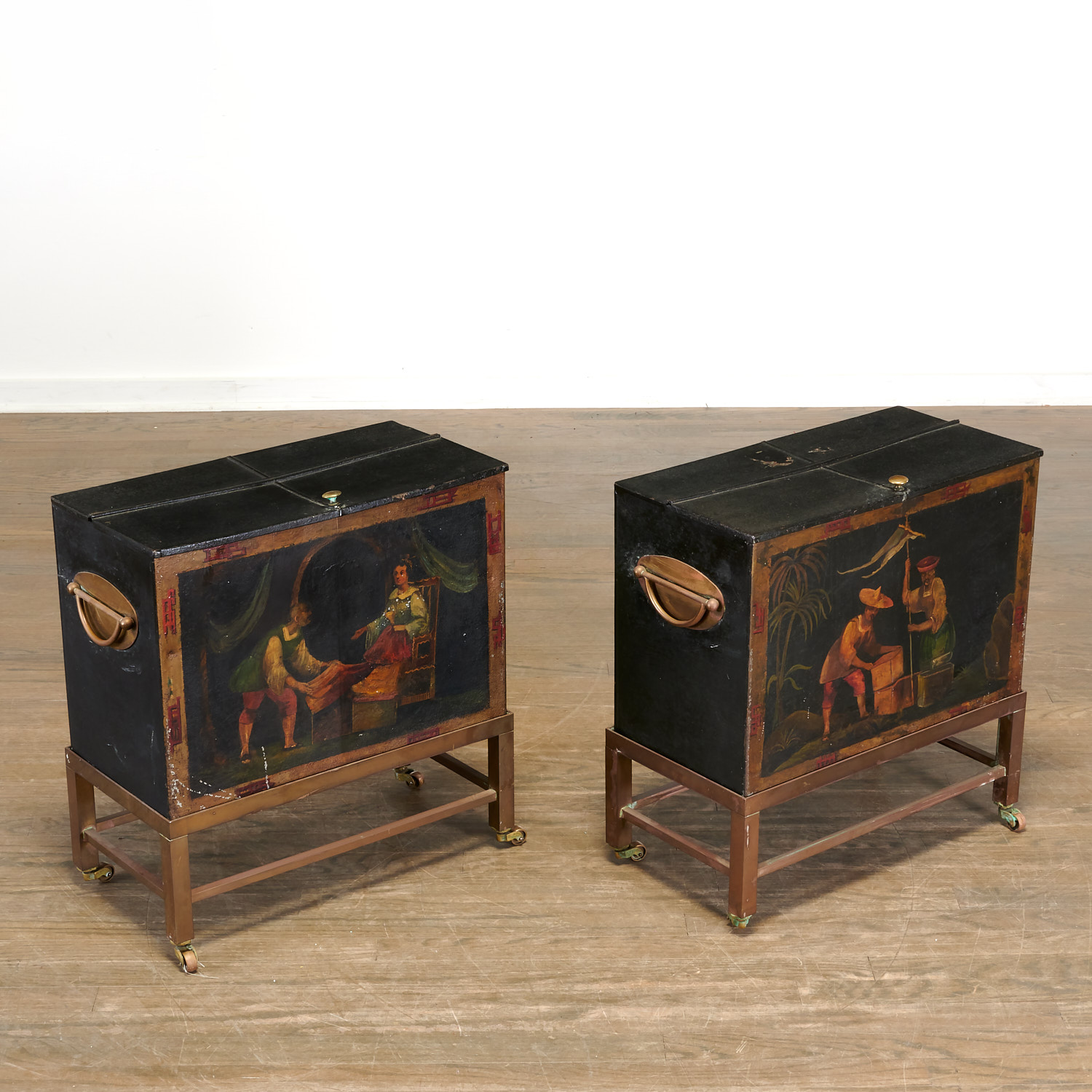 PAIR ANTIQUE ENGLISH TOLE
