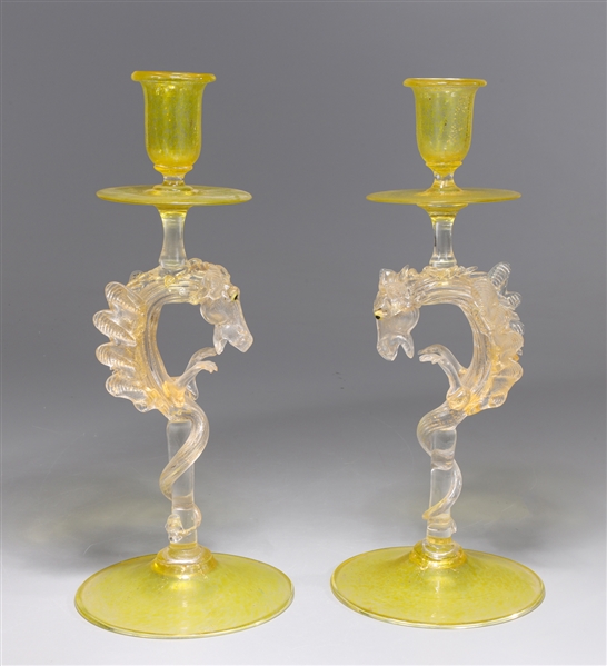 Pair antique hand-blown Venetian