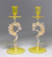 Pair antique hand-blown Veneti