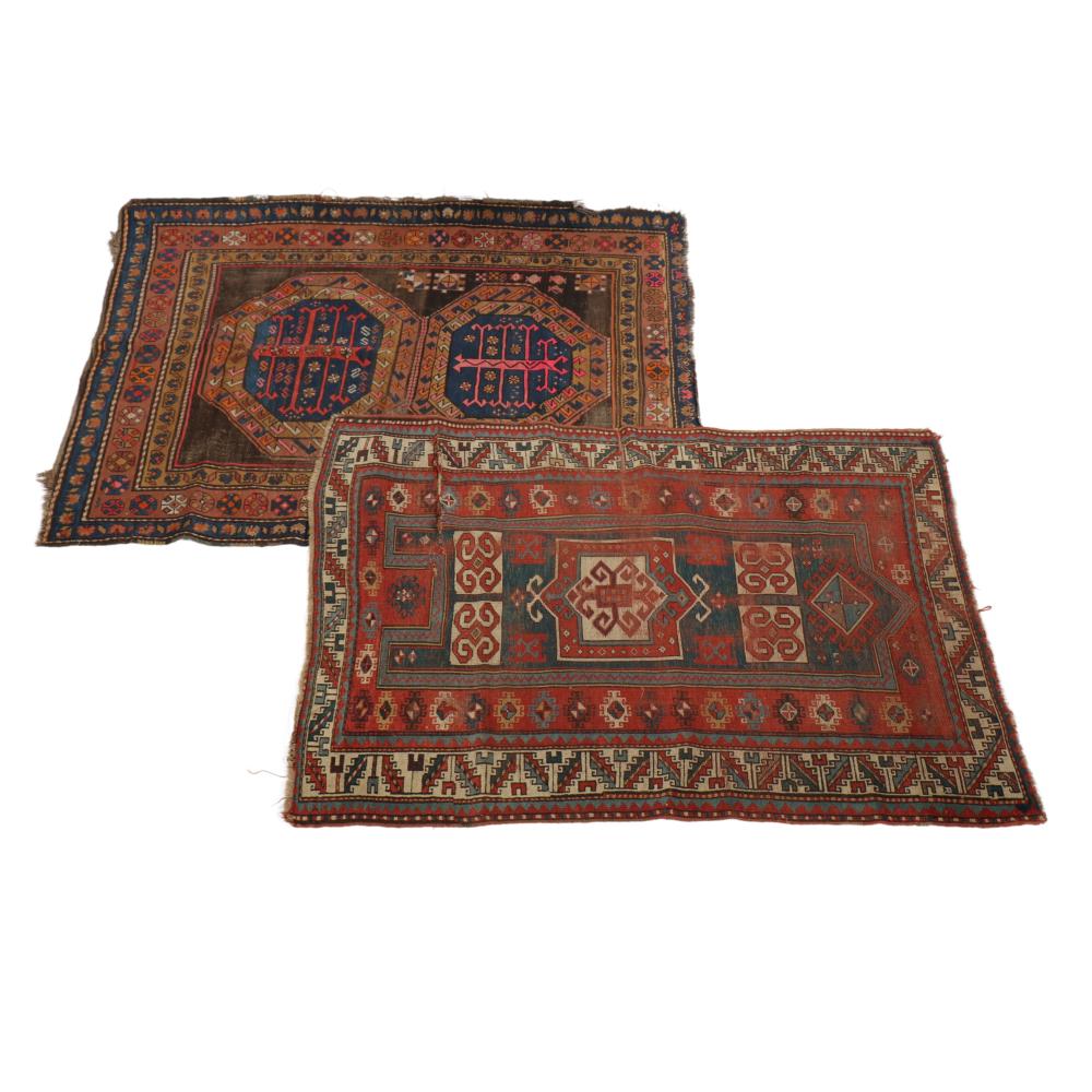 PAIR ANTIQUE HAND KNOTTED CAUCASIAN