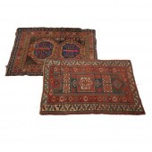 PAIR ANTIQUE HAND KNOTTED CAUC