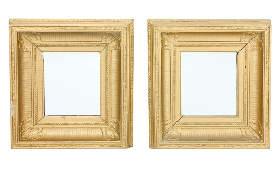 PAIR ANTIQUE HAND PAINTED GILT