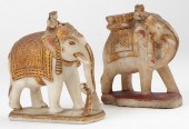 PAIR ANTIQUE INDIAN CARVED AND
