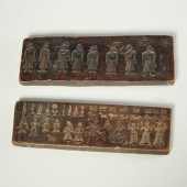 PAIR ANTIQUE KOREAN CARVED WOO