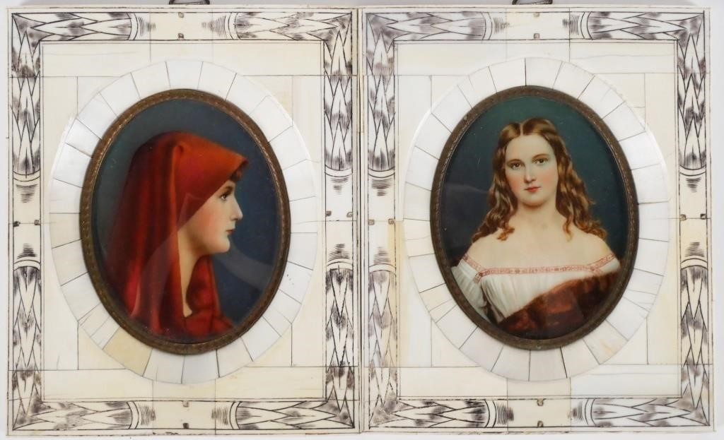 PAIR ANTIQUE MINIATURE PORTRAIT