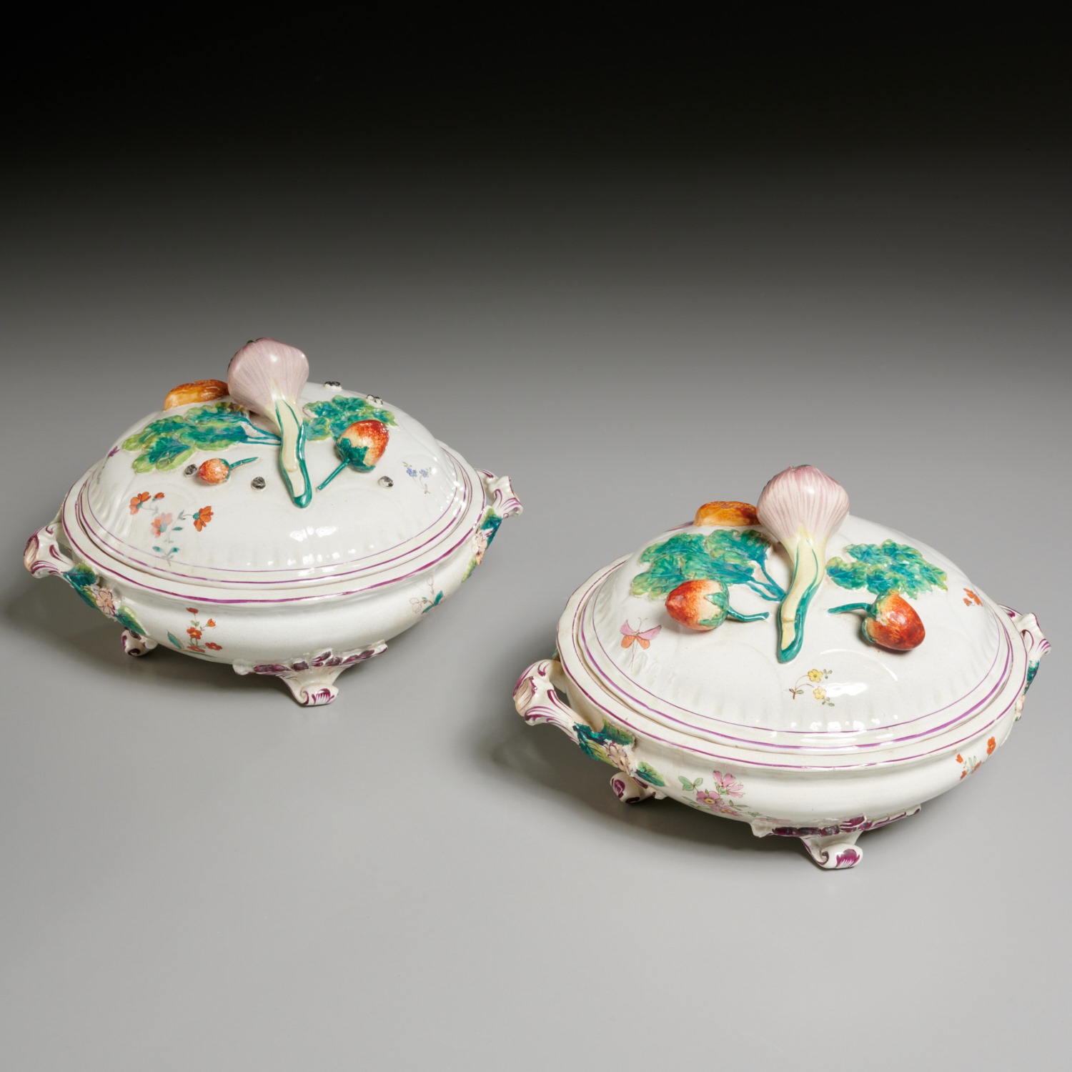 PAIR ANTIQUE PAINTED COVERED