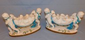 PAIR ANTIQUE PORCELAIN CHERUB