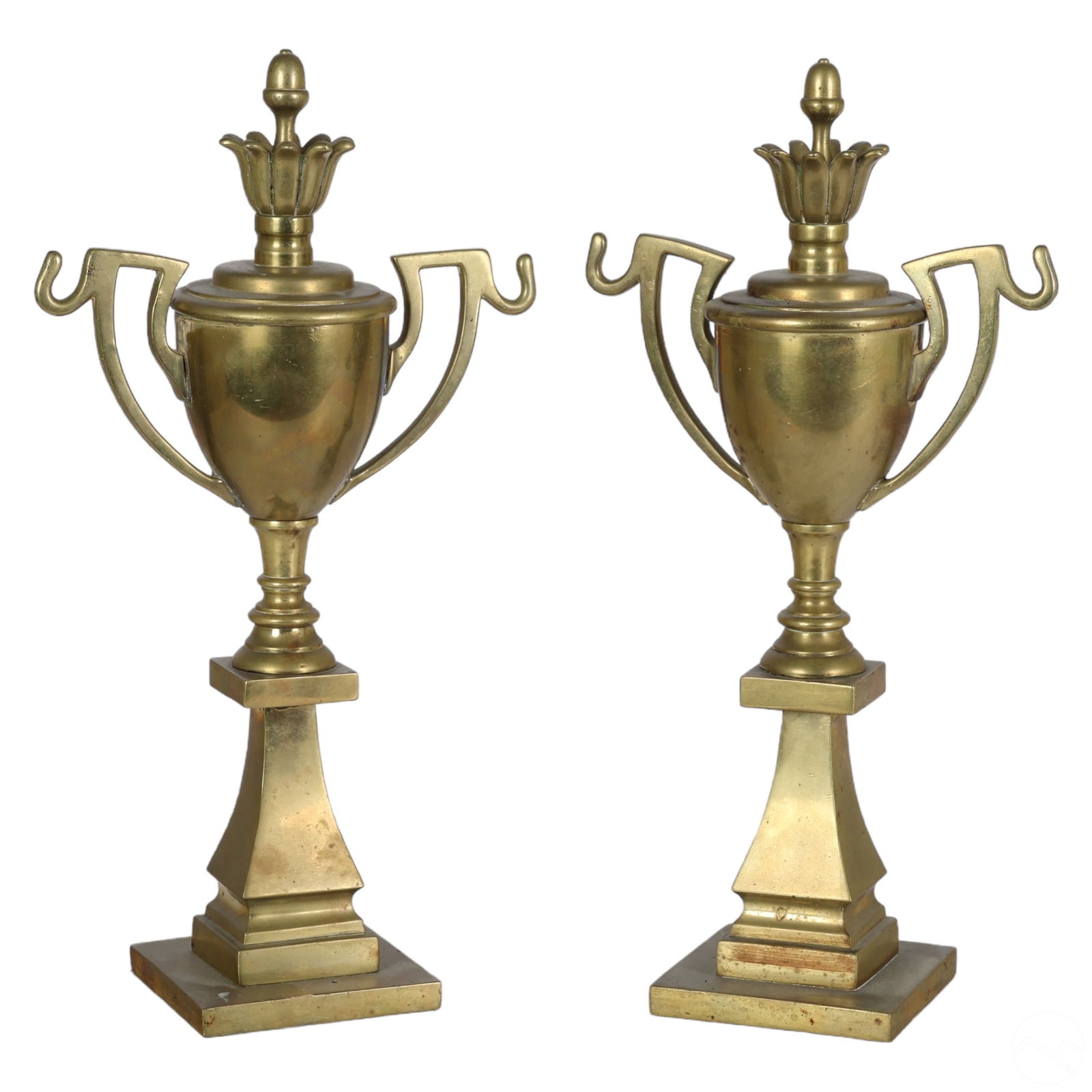 PAIR ANTIQUE STYLE BRASS ORNAMENTAL