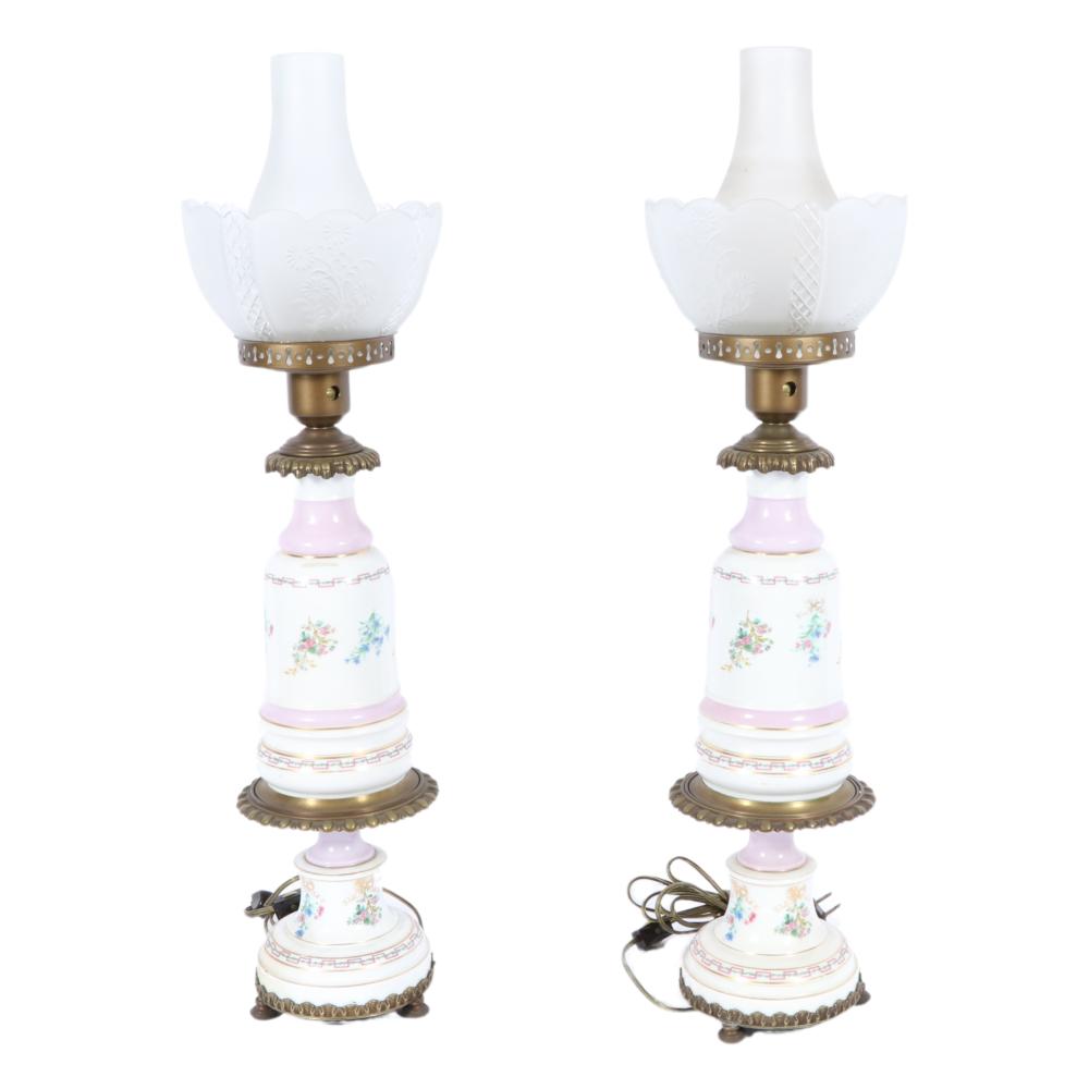 PAIR ANTIQUE VICTORIAN HAND PAINTED