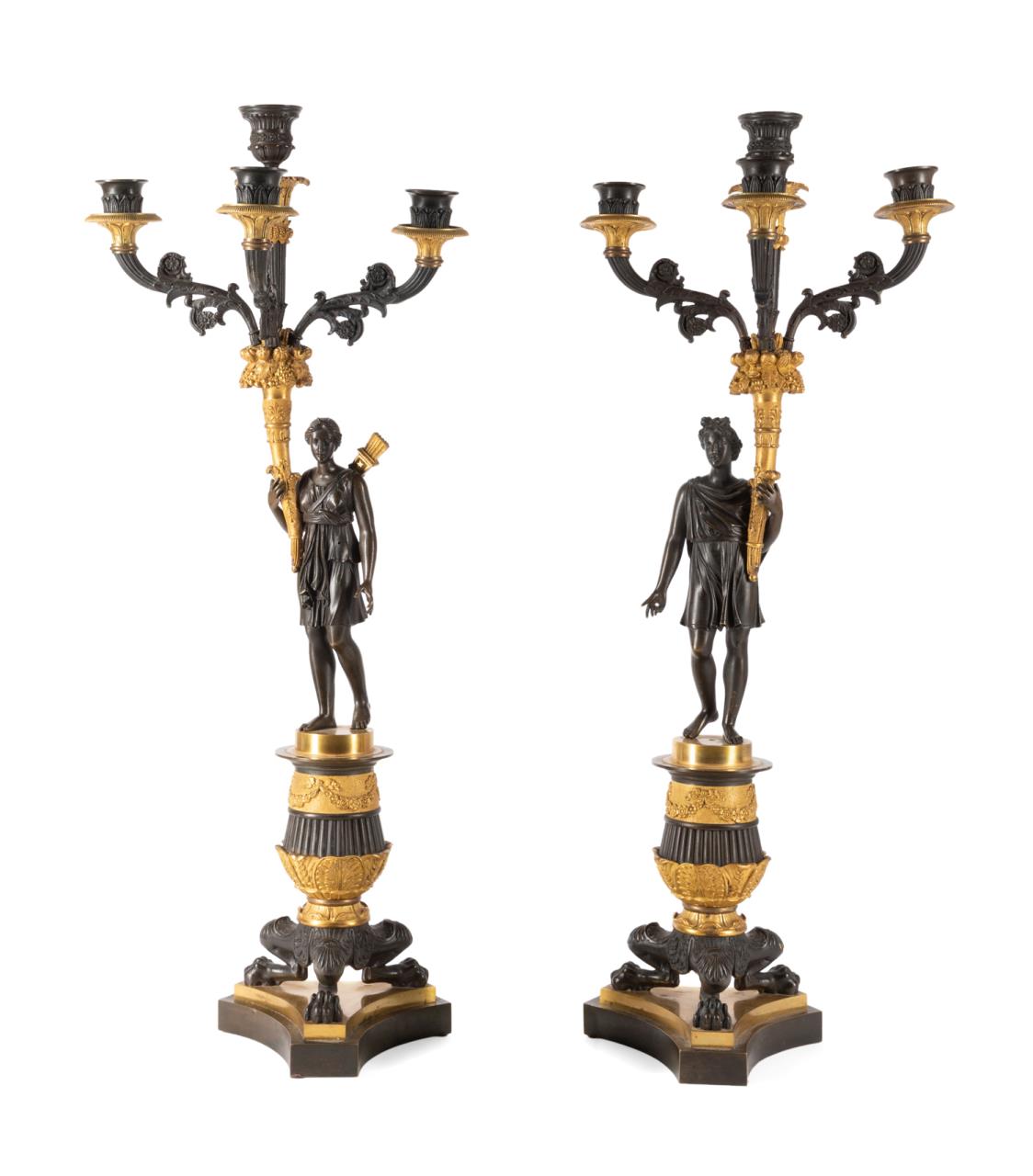 PAIR APOLLO AND DIANA BRONZE