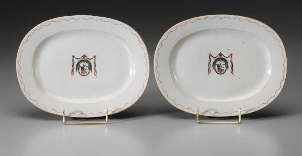 Pair Armorial Export Porcelain