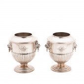 PAIR, ARMORIAL SHEFFIELD SILVE