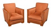 PAIR ART DECO AMBOYNA UPHOLSTE
