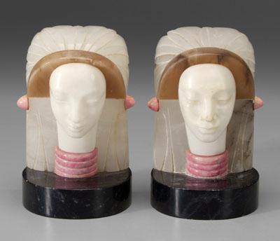 Pair Art Deco bookends: marble with