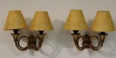 PAIR ART DECO BRASS 2-LIGHT TR