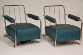 PAIR ART DECO CHROME ARM CHAIR