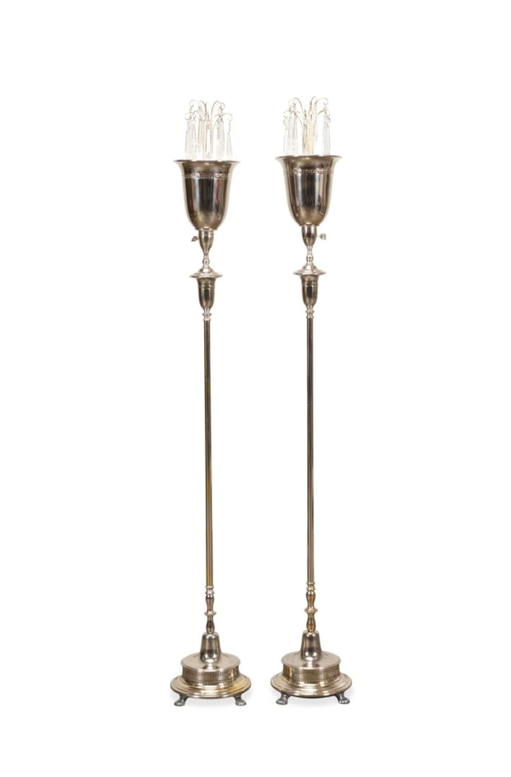 PAIR ART DECO CHROME WATERFALL