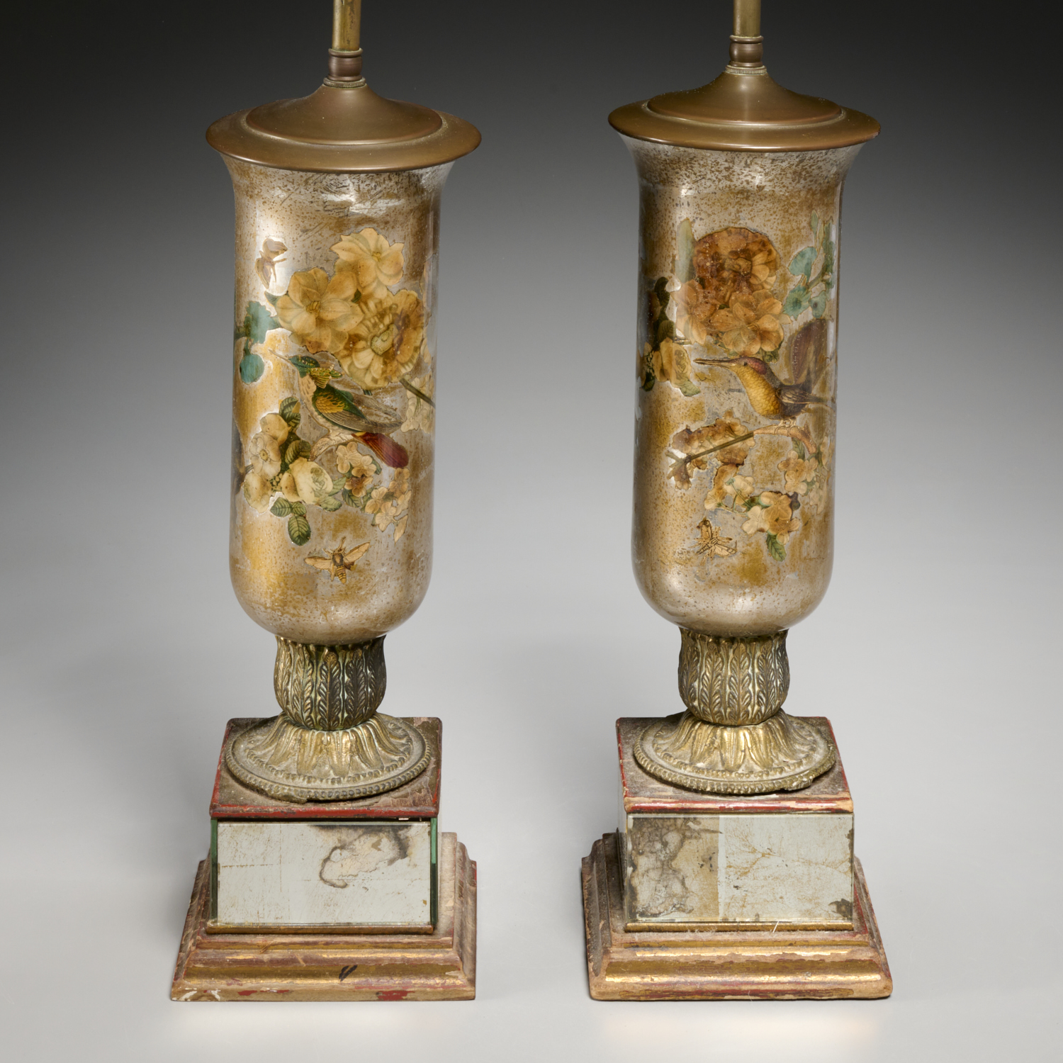 PAIR ART DECO DECALCOMANIA TABLE