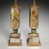 PAIR ART DECO DECALCOMANIA TAB