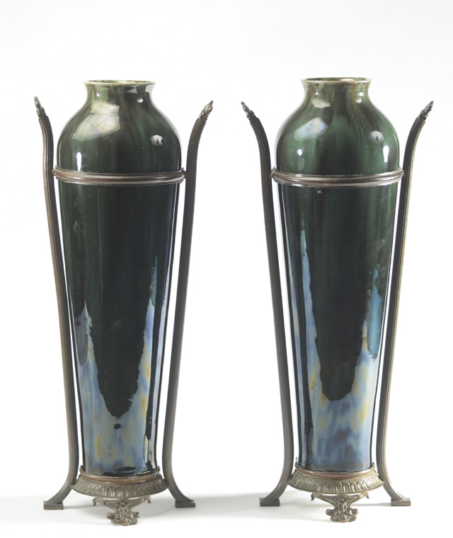 PAIR ART DECO FRENCH POTTERY