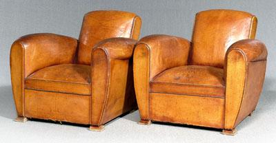 Pair Art Deco leather club